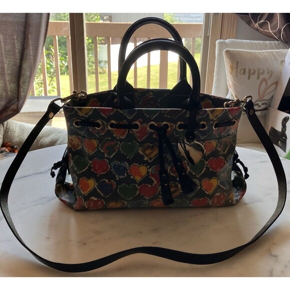 DOONEY & BOURKE Vintage Y2K Multicolored Logo Tassel Tote Handbag Purse Logo - Picture 2 of 16